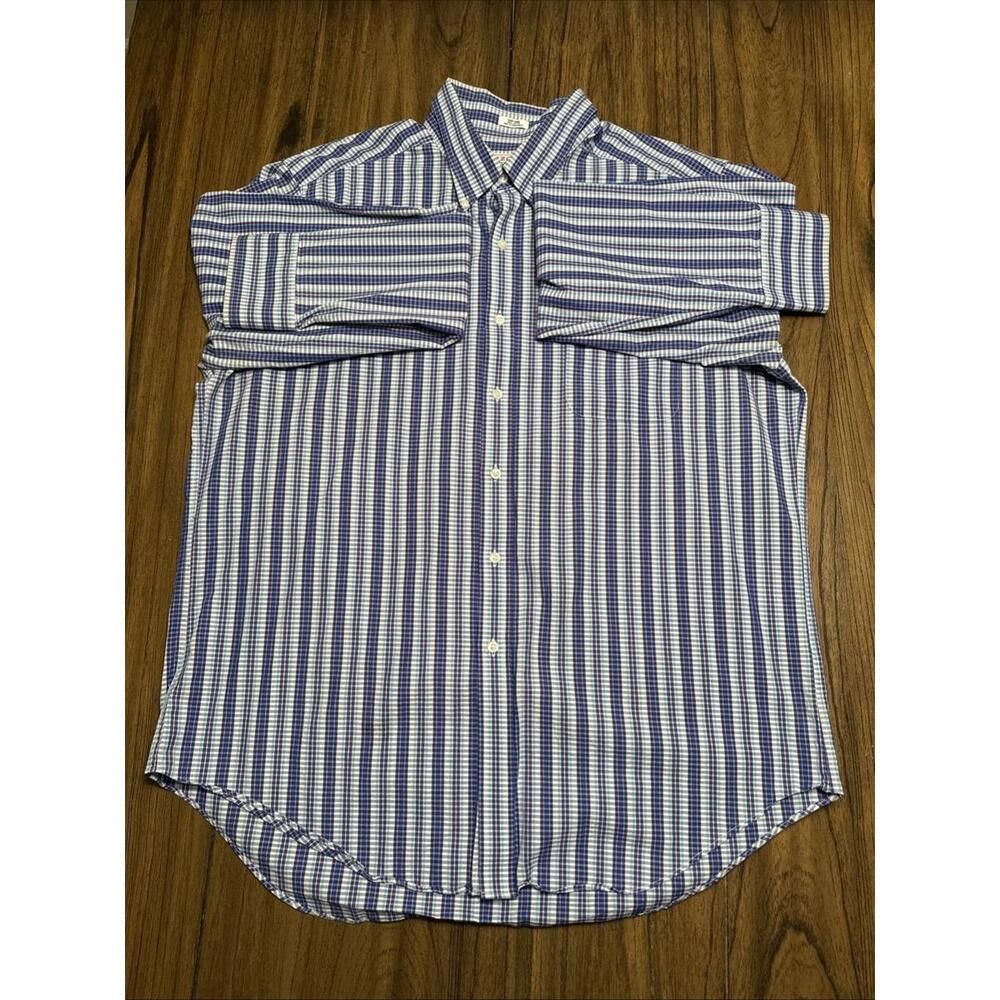Izod Men's Long Sleeve Blue Plaid Button Up Size 17.5 36/37